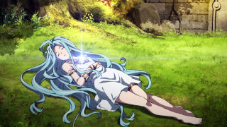 Woman sword ground rock grass - a hologram free wallpaper for desktop