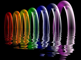 Colored objects reflections water black - op art free wallpaper