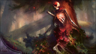 Skeleton sword forest tree man - bastien lecouffedeharme free wallpaper