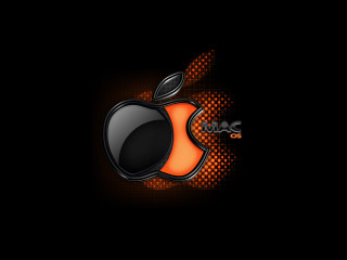 Apple logo black background orange - orange free wallpaper