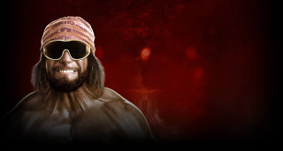 Man beard sunglasses red background - hyper realistic face free wallpaper