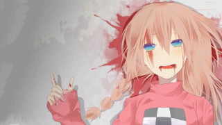 Pink haired girl blood splatter - autodestructive art free wallpaper