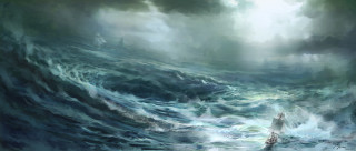 Ship stormy sea boat person - free ship wallpaper