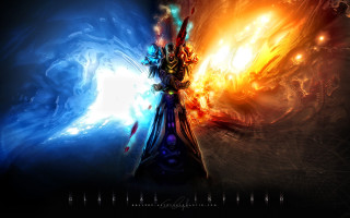 Colorful artwork person sword fire 2 - a sword in front free wallpaper for desktop
