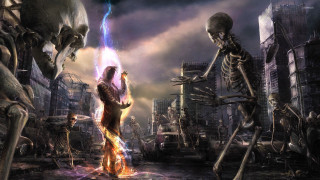 Skeletons city street fire hydrant - bastien lecouffedeharme free wallpaper