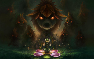 Woman flower giant mushroom glowing - epic composition free wallpaper
