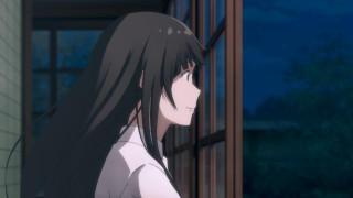 Girl long black hair window - full free wallpaper