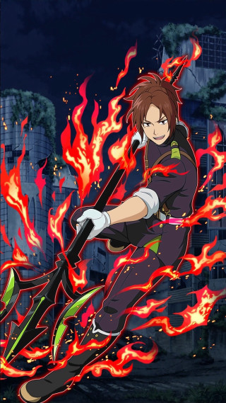 Person sword fire buildings background - building free wallpaper