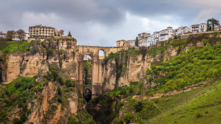 Bridge river city cliff above - a bridge over a river free wallpaper