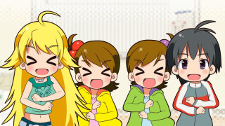Young girls group building clock - young free wallpaper