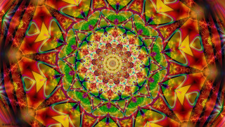 Colorful kaleidoscope design red - psychedelic free wallpaper