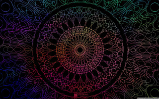 Colorful circular lines black rainbow - line free wallpaper