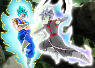 Fire water battle blue hair - official art free wallpaper for desktop