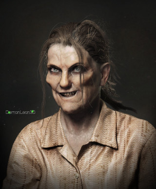 Creepy woman ponytail digital painting - brenda chamberlain free wallpaper