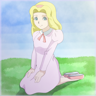 Cartoon girl sitting ground book - the ground free wallpaper