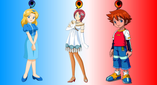 Cartoon boy girl colored background - toyism free wallpaper