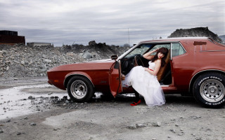 Woman wedding dress red car - aileen eagleton free wallpaper