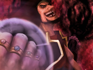 Person holding steering wheel demon - a painting of a person holding free wallpaper