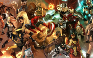 Avengers characters fire background caption - ashcan school free wallpaper