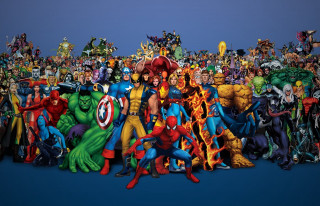 Cartoon characters group photo blue 2 - marvel comic free wallpaper