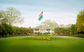 Large white house flag roof - american impressionism free wallpaper