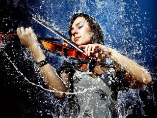 Woman violin water splash astral - analytical free wallpaper