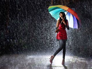 Woman rain umbrella red shoes - a woman holding free wallpaper
