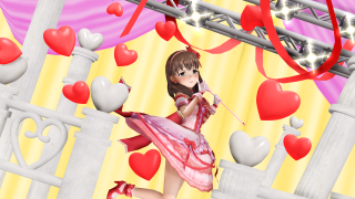 Girl dress cellphone stage hearts - a red ribbon free wallpaper