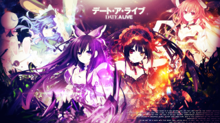 Anime girls group dark background 2 - visual free wallpaper