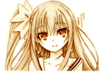Girl long hair orange eyes - a bow free wallpaper