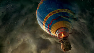 Hot air balloon cloudy sky 2 - a hot air balloon free wallpaper