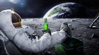 Man spacesuit beer planet ladder - space free wallpaper