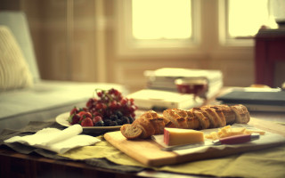 Still life bread fruit cheese - food photography free wallpaper