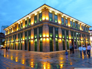 Building lights people nighttime walking - arthouse free wallpaper
