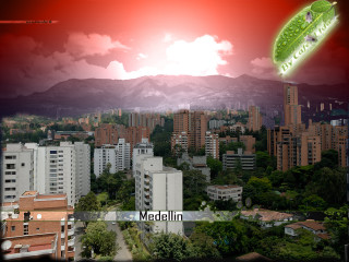 City green object red sky - a picture of a city free wallpaper