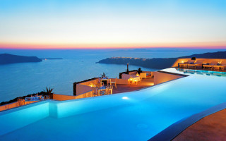 Large swimming pool ocean view 2 - dusk free wallpaper