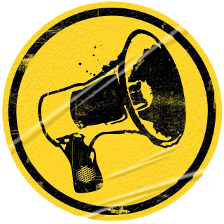 Yellow black sign bullhorn black - new free wallpaper