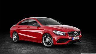 Red mercedes cla black background - feature free wallpaper