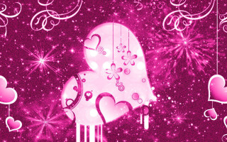 Pink heart hearts stars background - a pink heart free wallpaper