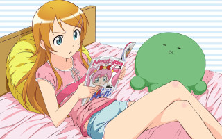 Girl reading bed stuffed toy - concept art free wallpaper