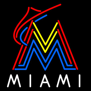 Neon sign miami black background - international typographic style free wallpaper
