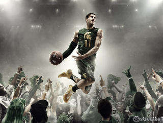 Man jumping basketball crowd action - a man free wallpaper