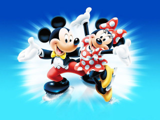 Mickey minnie figurines blue background - toyism free wallpaper