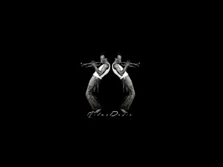 Two men guns black background - harlem renaissance free wallpaper