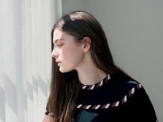 Woman long hair window blinds - de stijl free wallpaper