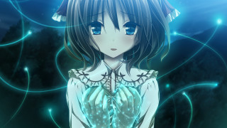Girl blueeyes whitedress hologram anime - circle free wallpaper