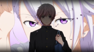 Black suit purple eyes umbrella - tachisme free wallpaper