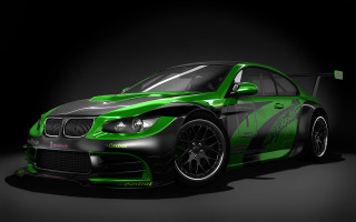 Green car dark room black 5 - green free wallpaper
