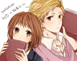 Anime characters holding books smiling - book free wallpaper