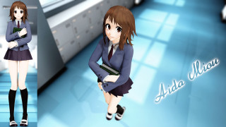 Girl school uniform blue room - a white sign free wallpaper